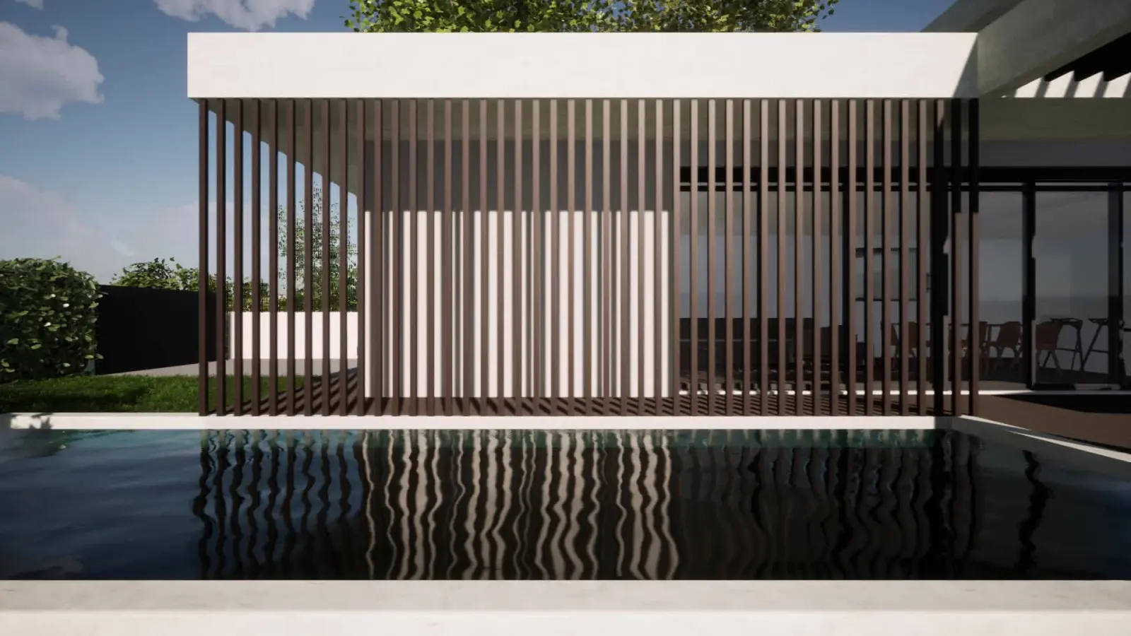 Grande pièce de vie de la maison de Divonne ouverte sur la terrasse attenante