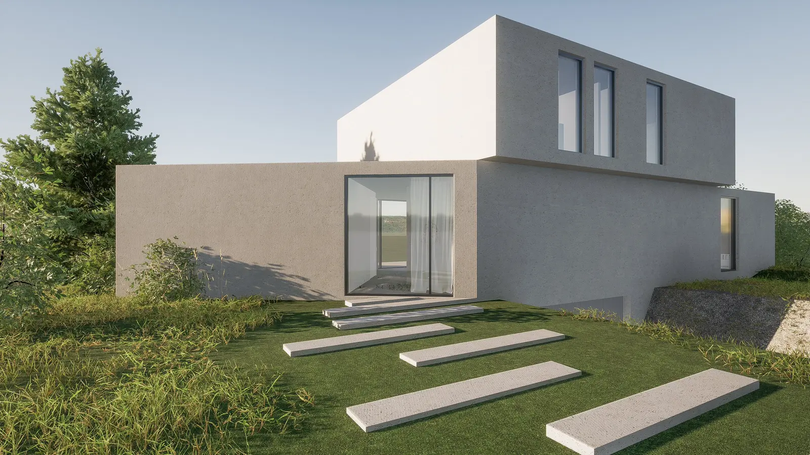 Perspective de l'étude de maison en béton banché à Divonne-les-Bains